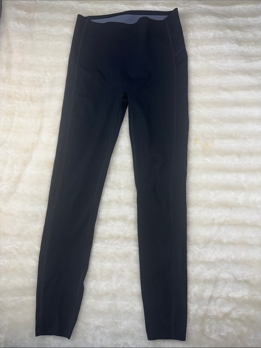 SPANX Black‎ High-Waist Leggings with Gray Waistband Trim